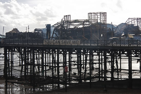 Hastings Pier destroyed by fire in October 2010