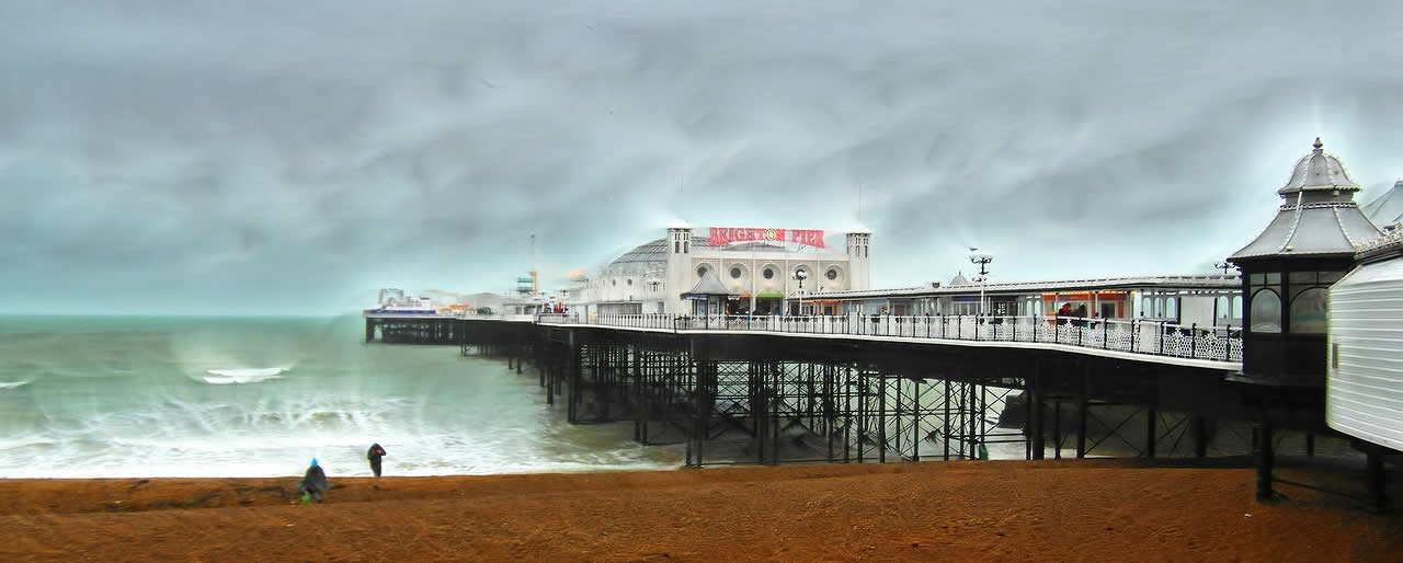 Brighton Palace Pier on a stormy day