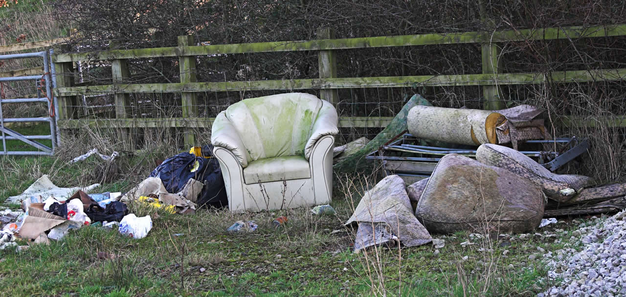 Fly tipping in country lanes