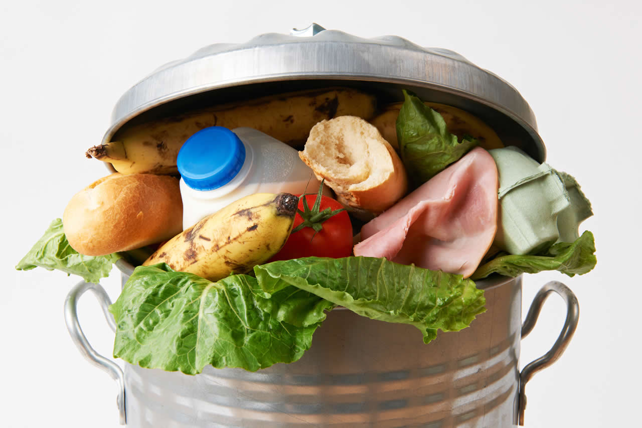 Food wasted and thrown in the bin