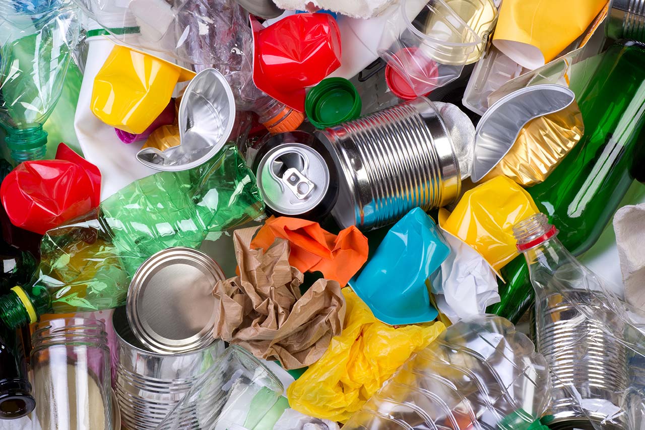 contaminated recycling waste bin