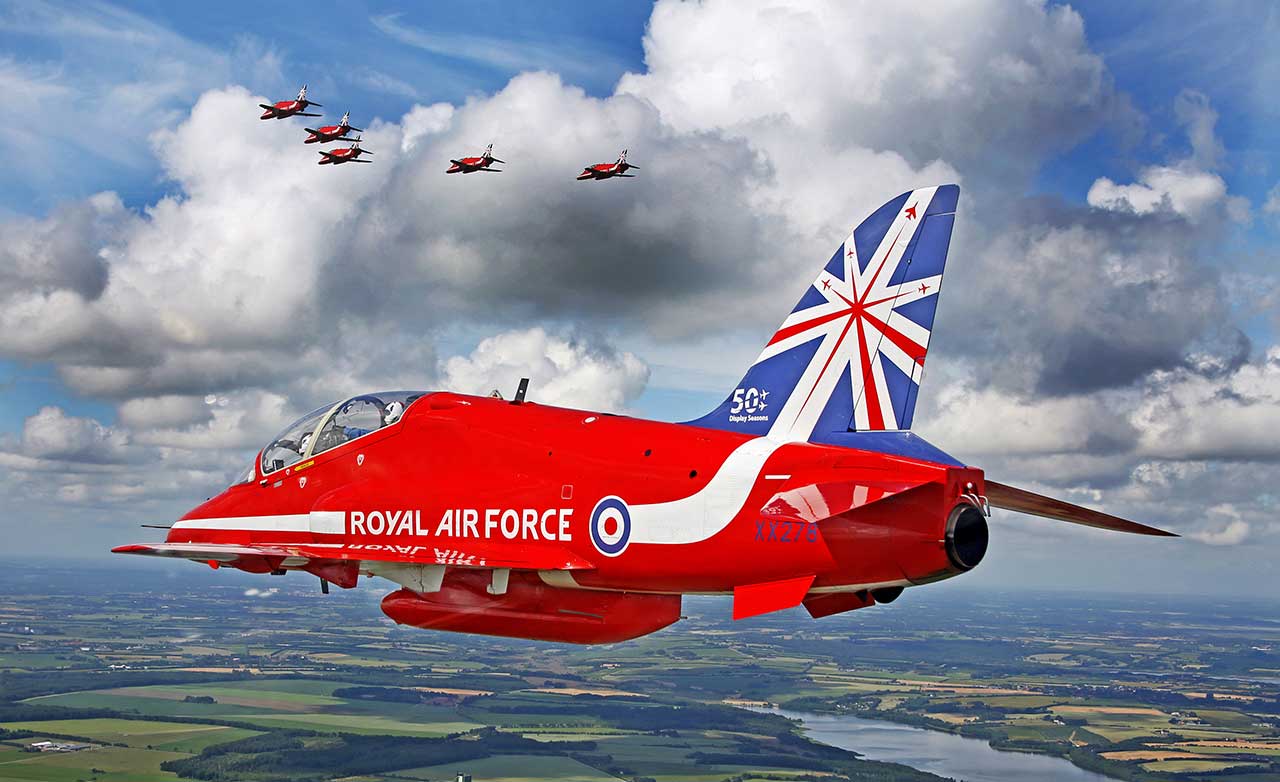 The Red Arrows in flight